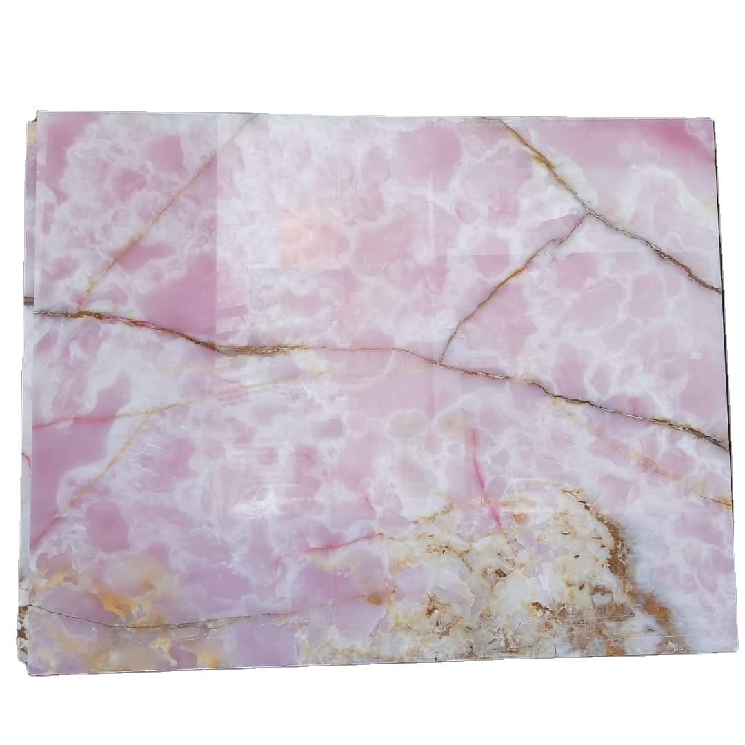 Prefab Backlit Onyx kitchen Island Top Natural Pink Onyx Marble Countertop