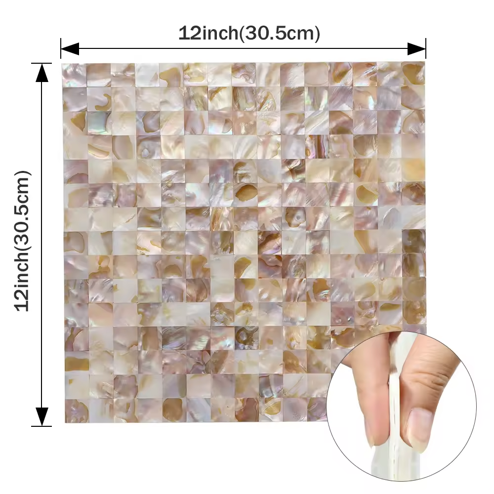 YDSTONE Pearl Shell Mosaic Wall Tiles Square Home Decorative Back Mesh Waterproof Shell Mosaics Tile