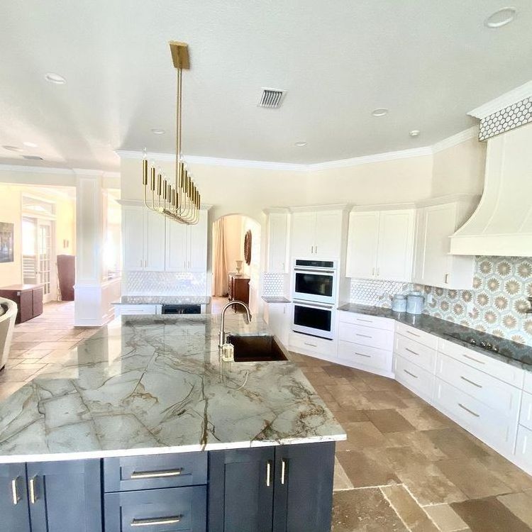 Luxury Quartzite Kitchen Island Design Roman Impression Blue Roma Quartzite Countertops