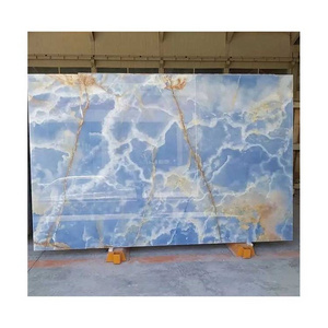 Wholesale Prices Decorative Tile Natural Translucent Stone Marble Wall Panels Blue Onyx Slab