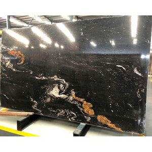 Prefab Gold Granite Kitchen Countertops Natural Black Stromboli Magma Gold Granite for Worktops