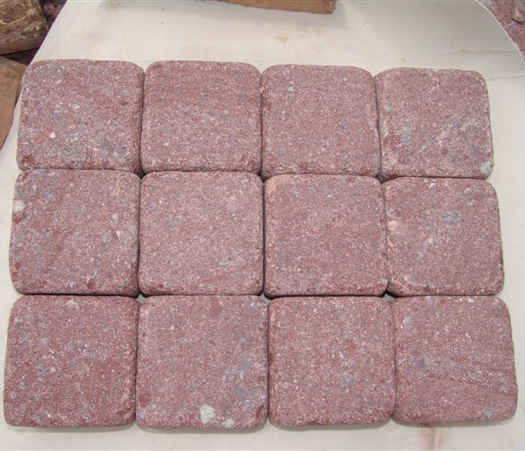 Pavement Cube Purple Red Natural Stone Paving Porphyry Road Cheap Granite Paving Stones