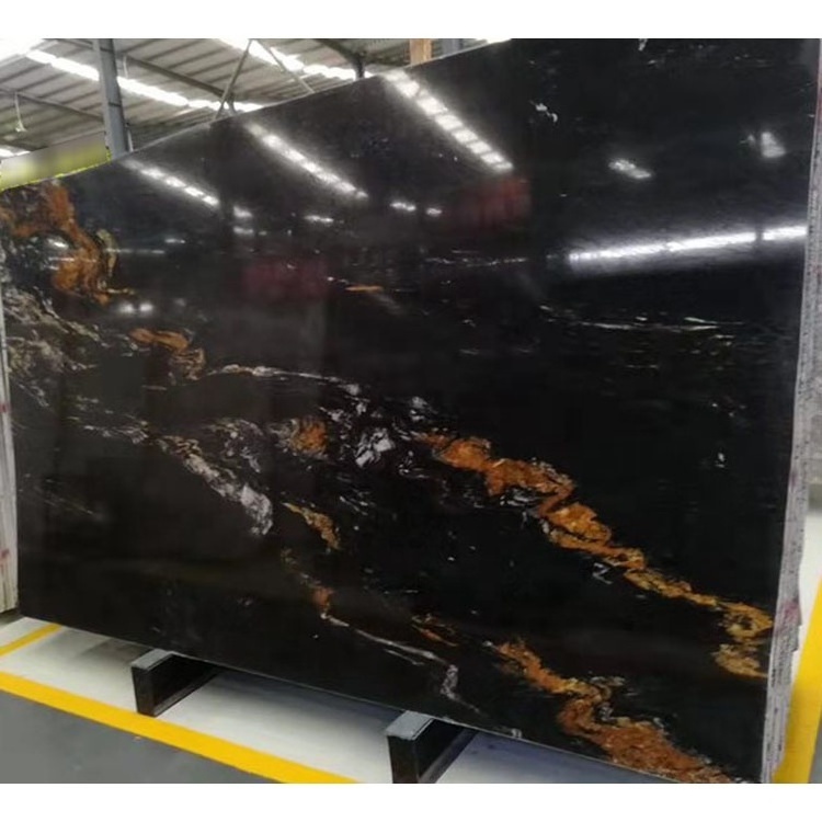 Prefab Gold Granite Kitchen Countertops Natural Black Stromboli Magma Gold Granite for Worktops