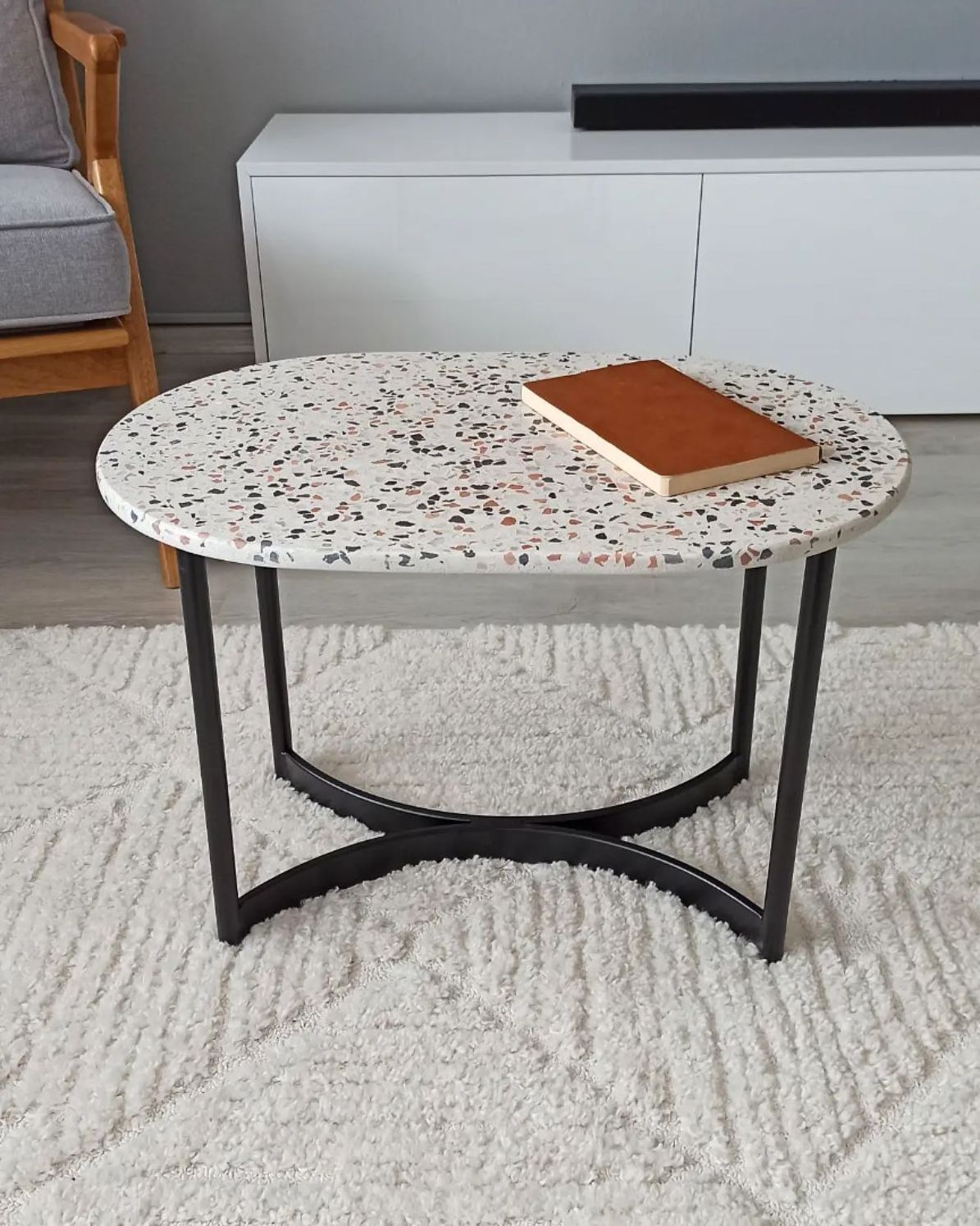 High Quality Nordic Style Round Side Table with Metal Leg Terrazzo Coffee Table