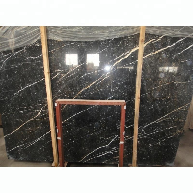 Marble Floor Tiles Gold Line Midnight Marble Stone Decoration Texture Black Marble