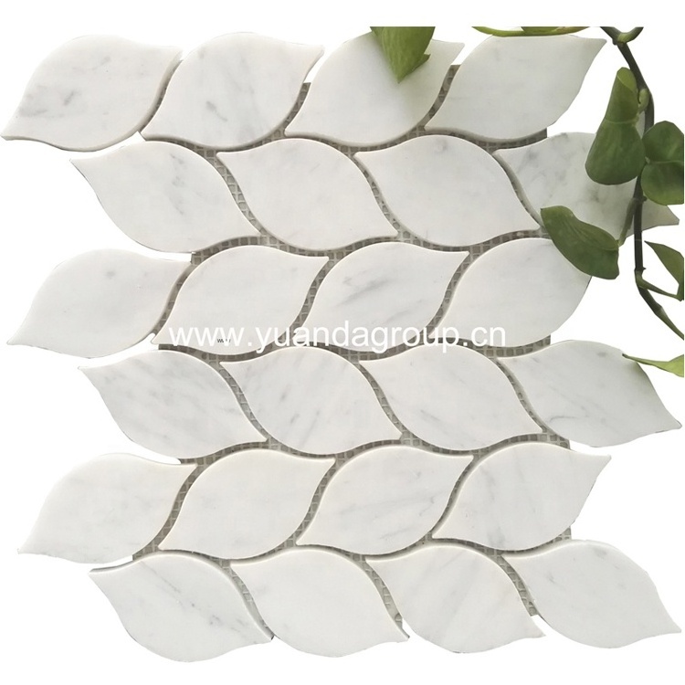 Kitchen Backsplash Tile Mosaic Home Decor Peel And Stick Tile Leaf Shaped Natural Carrara Marble Mosaic Tile