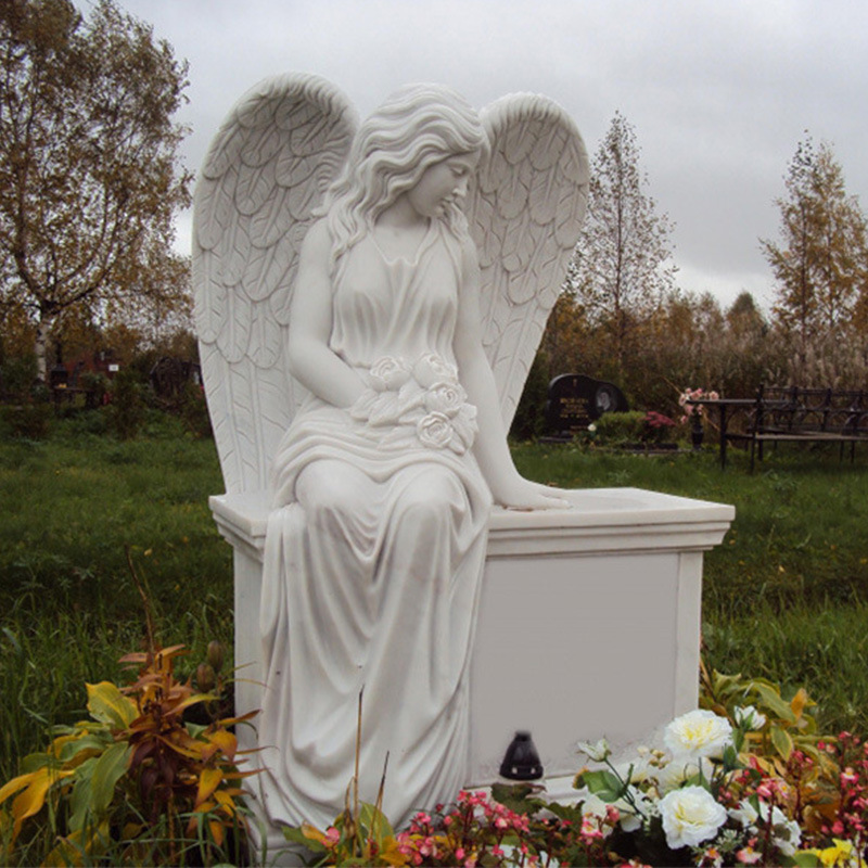 Natural Marble Angel Headstone Memorial Tombstone And Monuments