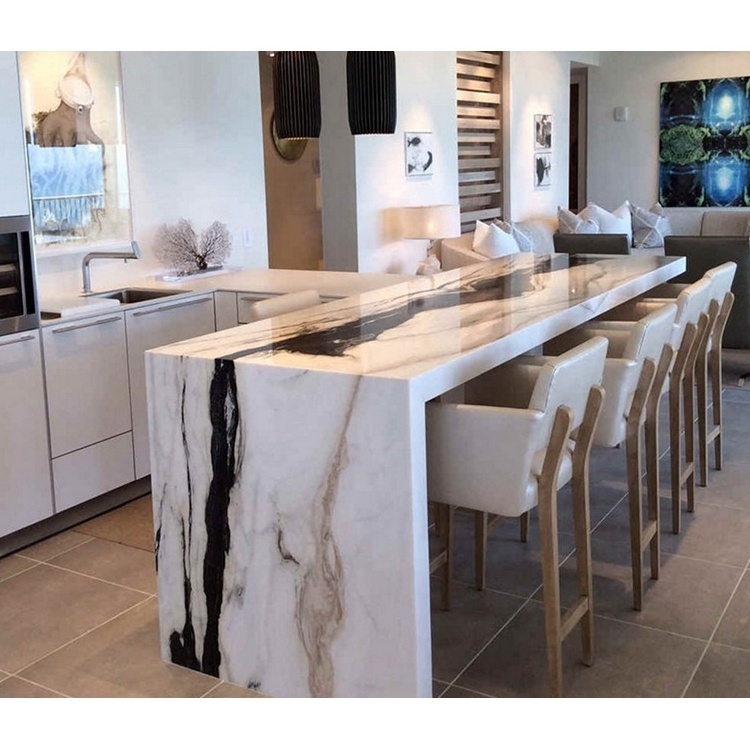 Custom Cut Size Natural Panda White Marble Kitchen Countertop and Island