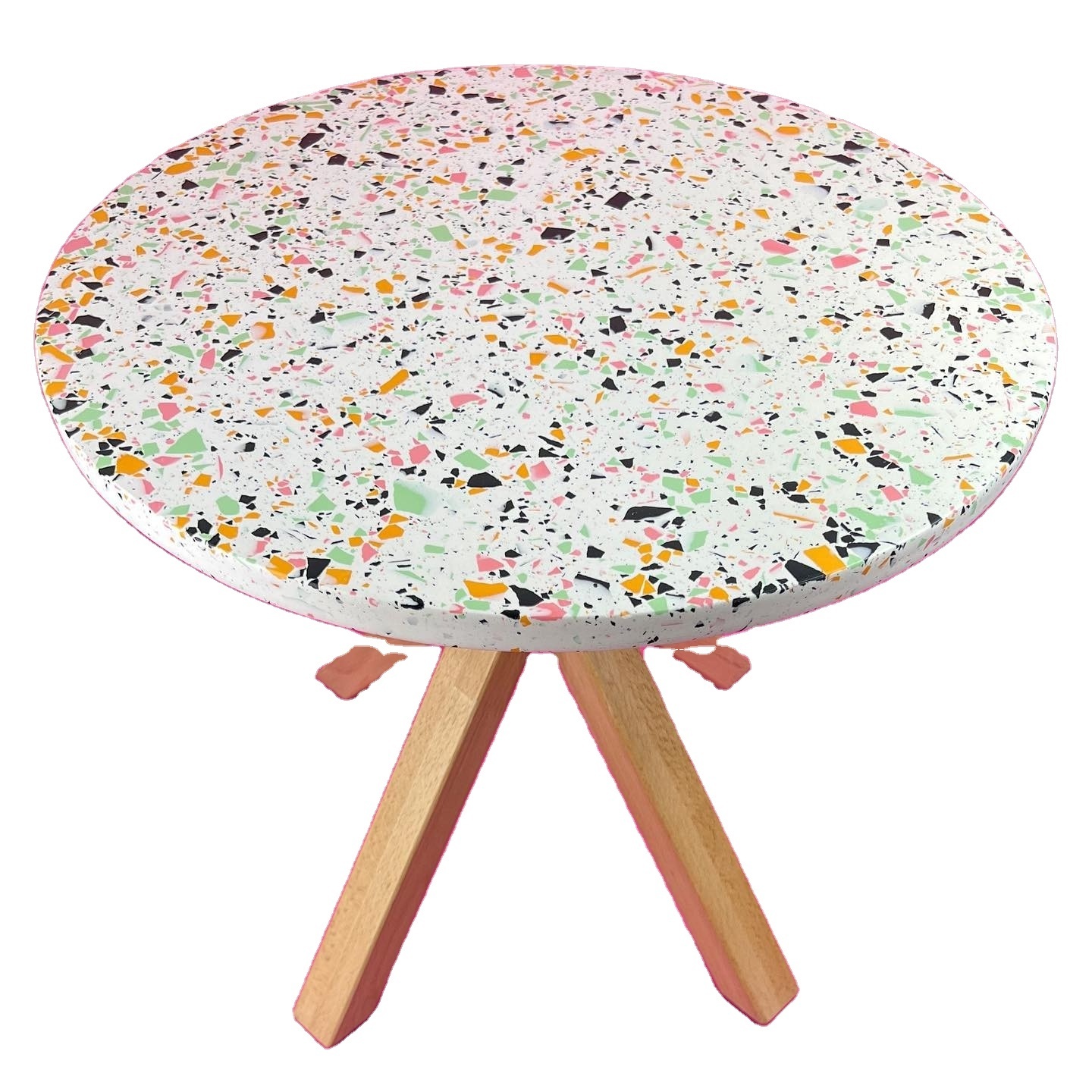 High Quality Nordic Style Round Side Table with Metal Leg Terrazzo Coffee Table