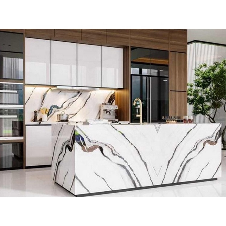 Custom Cut Size Natural Panda White Marble Kitchen Countertop and Island