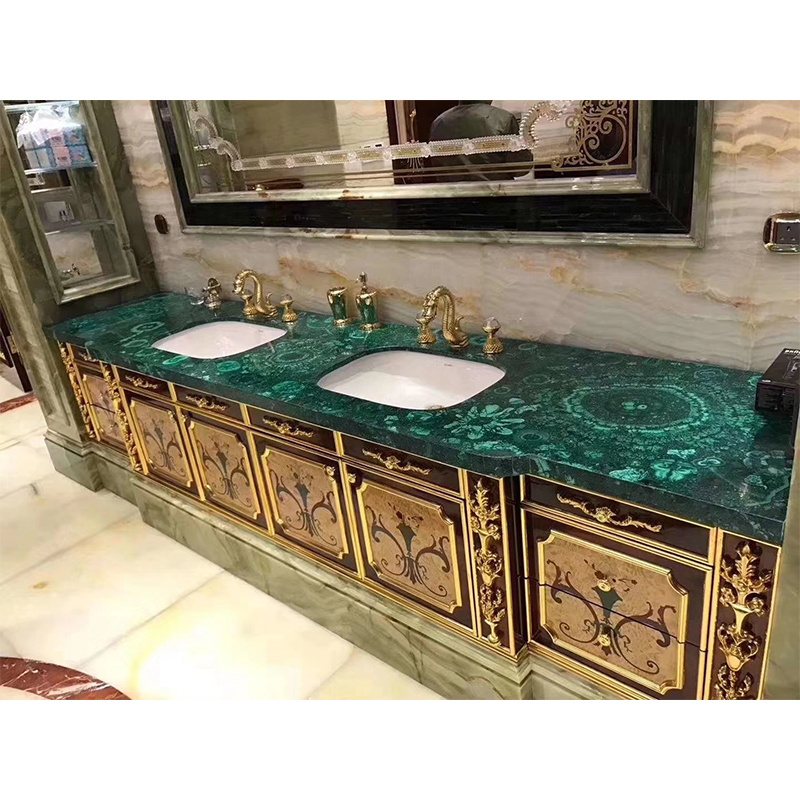 Luxury Stone Dining Table Countertop Decoration Green Agate Marble Malachite Slab