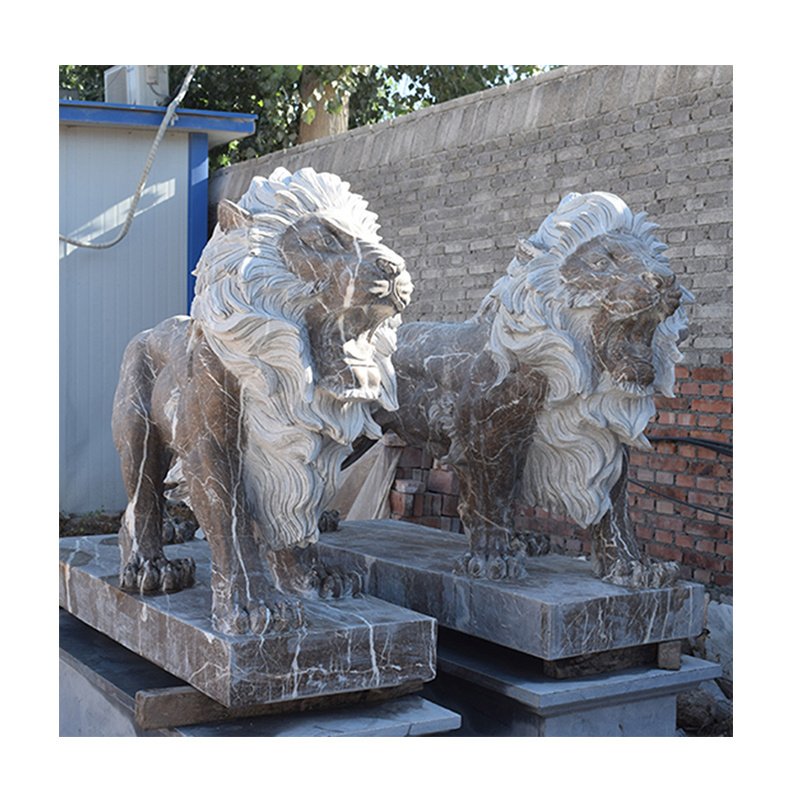 Factory Price Large Marble Lion Sculpture For Sale Outdoor Garden Door Lion Statue