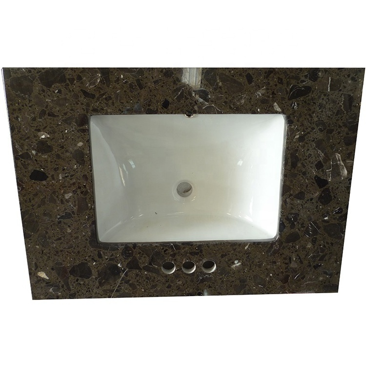 Molded sink washbasin black artificial granite marble table top terrazzo countertops