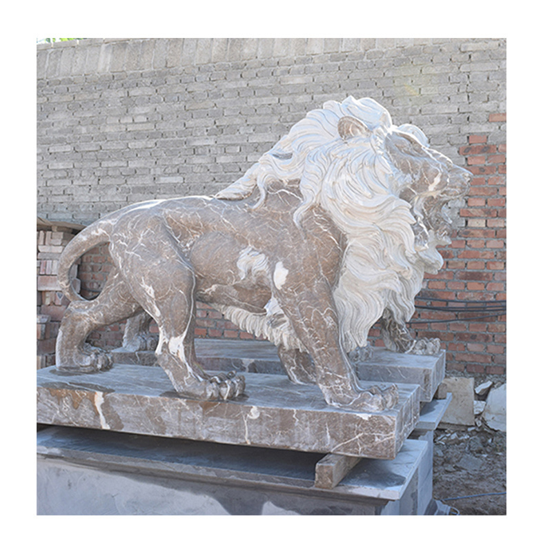 Factory Price Large Marble Lion Sculpture For Sale Outdoor Garden Door Lion Statue