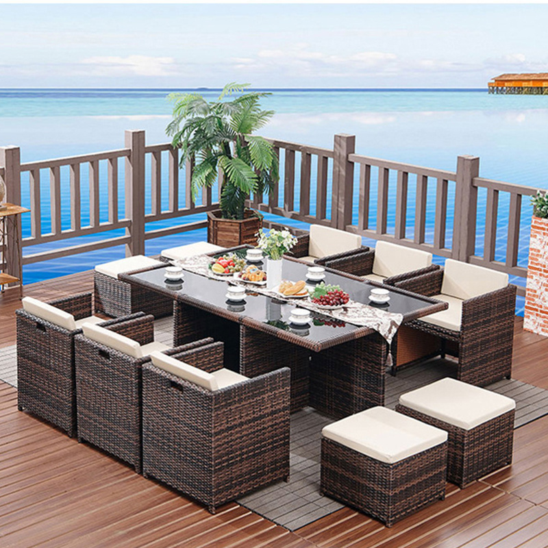 Modern Outdoor Furniture Garden Black Brown Rattan Patio Sofa Set Garden Sofa Set