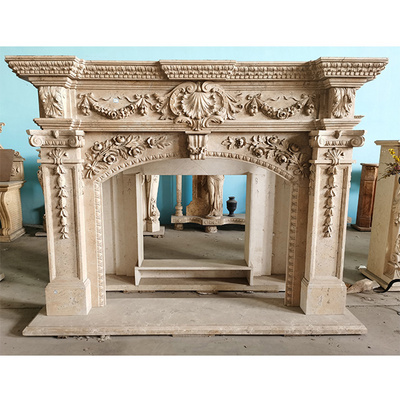 Modern Fireplace Sculpture Surround White Marble Fireplace Mantel for Indoor Decor