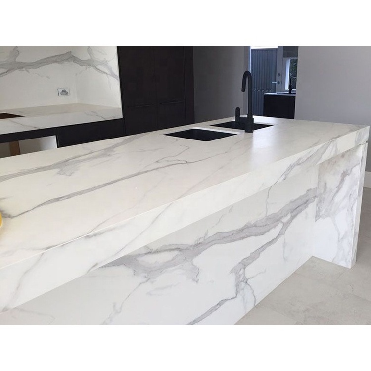 Artificial granite synthetic marble vanity tops quartz kitchen countertops with veins