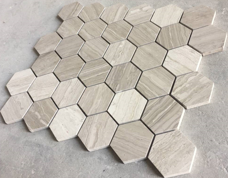 Wall decoration materials white wood marble tile hexagon backsplash