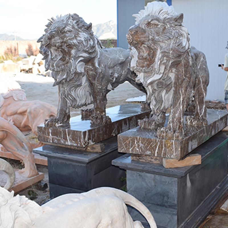 Factory Price Large Marble Lion Sculpture For Sale Outdoor Garden Door Lion Statue