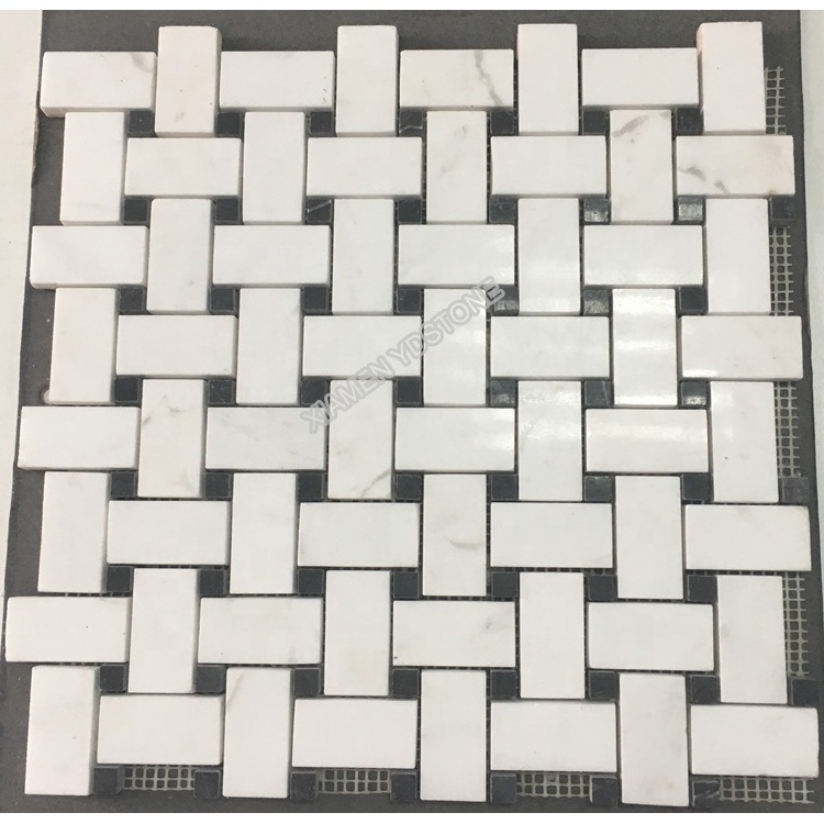 Hot Sale Natural Stone Swimming Pool Tiles Carrara Grid White Marble Mosaic Tile