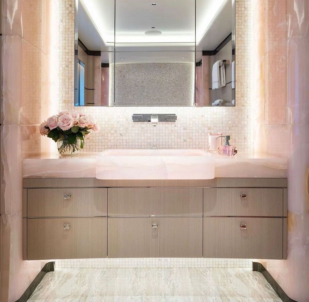 Luxury Natural Onyx Bathroom Decorative Wall Panels Waterproof Pink Backlit Onyx Slabs