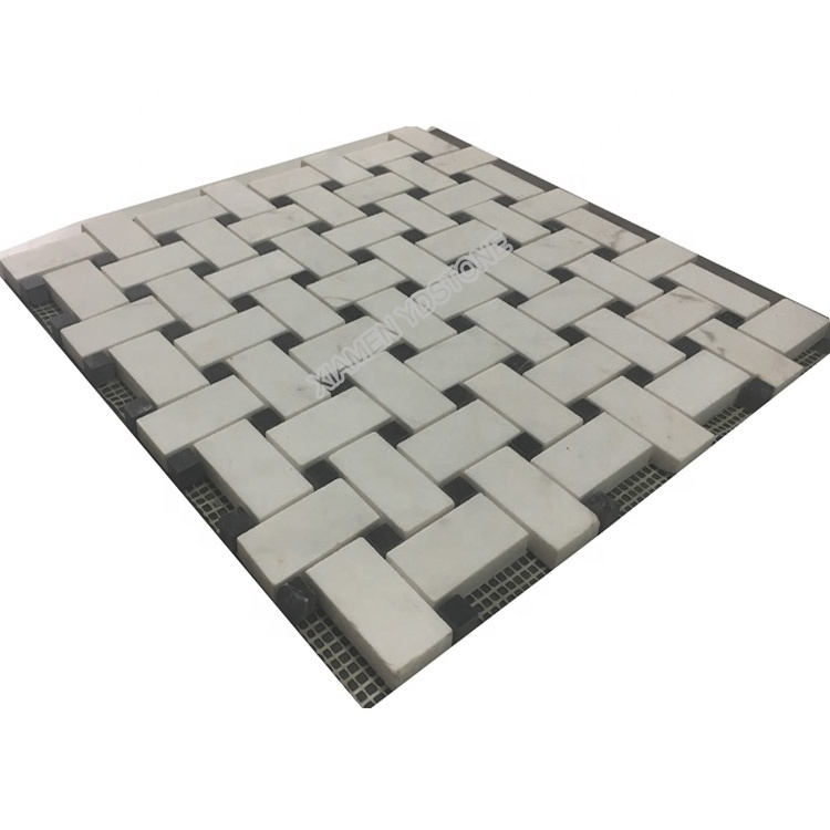 Hot Sale Natural Stone Swimming Pool Tiles Carrara Grid White Marble Mosaic Tile