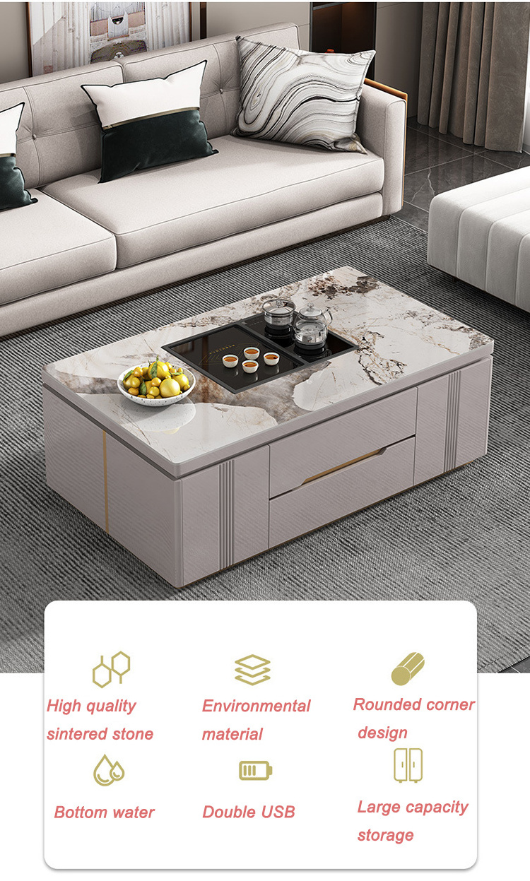 Multifunctional Tv Stand And Coffee Table Set Smart Sintered Stone Lift Top Coffee Table