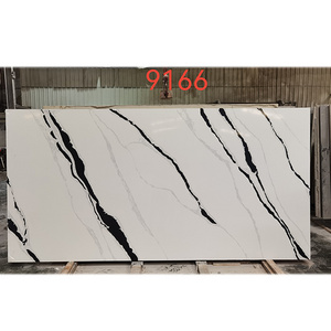 Ydstone Panda White Quartz Stone Slab Kitchen Countertop Quartz Slab Kitchen Countertop White with Black Veins