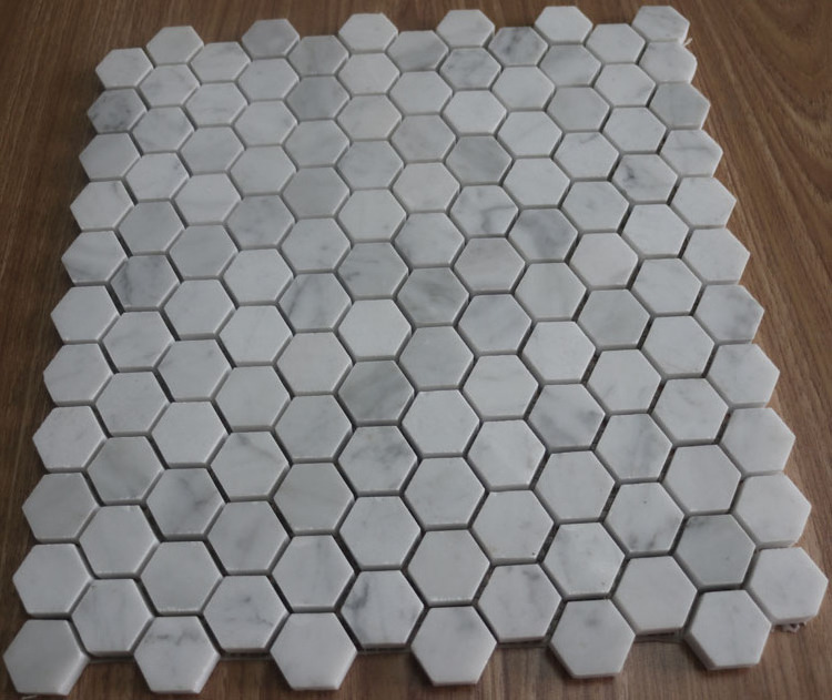 Wall decoration materials white wood marble tile hexagon backsplash