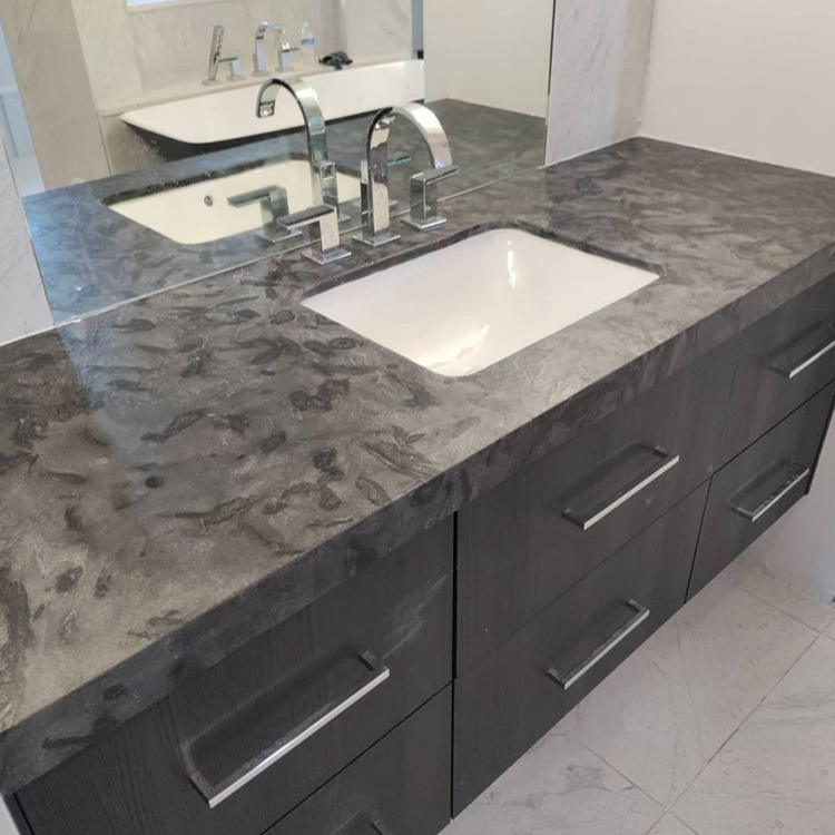 Wholesale Matrix Black Granite Slabs with Modern Design Brushed Surface Finish for Home Decor Villa Kitchen Countertop Vanity