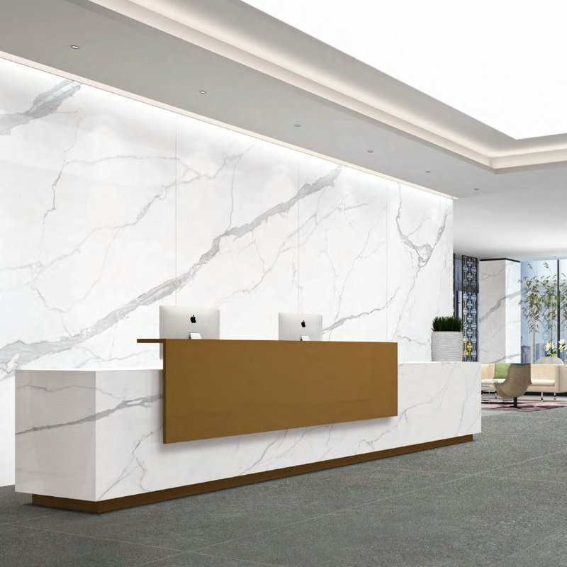 Modern White Marble Ceramic Tile Floor Faux Sintered Stone Panels for Exterior Walls