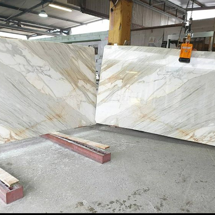 Hot Sale Polished White Calacatta Gold Marble Tile Modern Design Italy Vagli Stone Slab for Dining Table