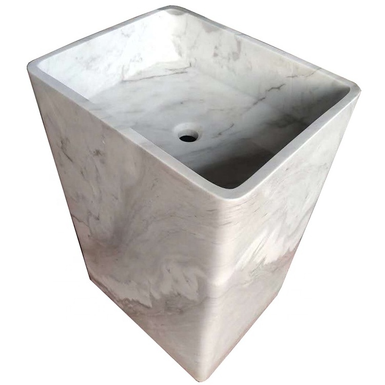 Hand toilet bathroom marble stone pedestal wash basin with stand