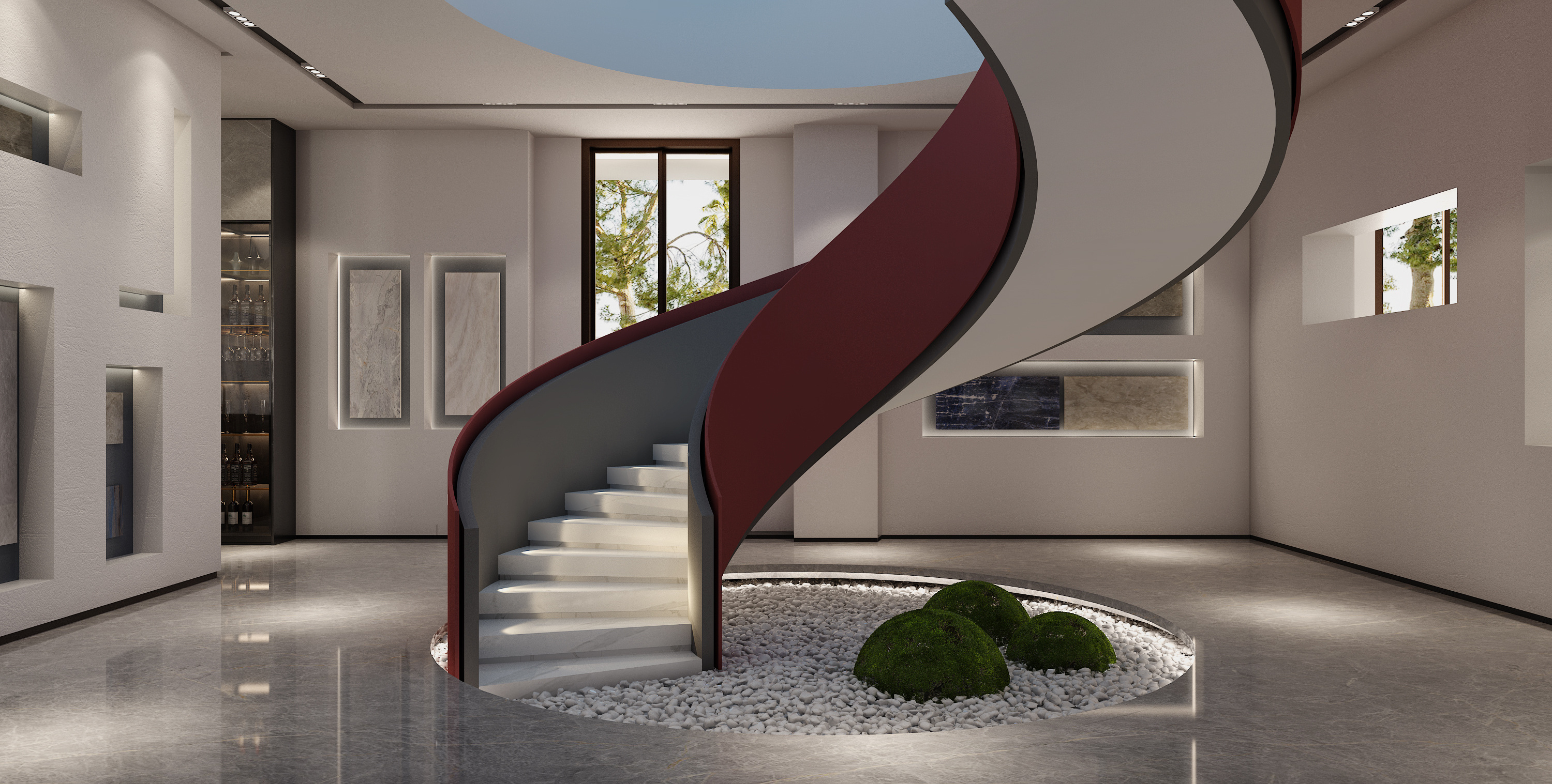 YD STONE Indoor Sintered Stone Stairs Case Design Non Slip Modern White Marble Stair Steps Tiles