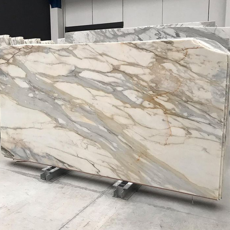 Hot Sale Polished White Calacatta Gold Marble Tile Modern Design Italy Vagli Stone Slab for Dining Table