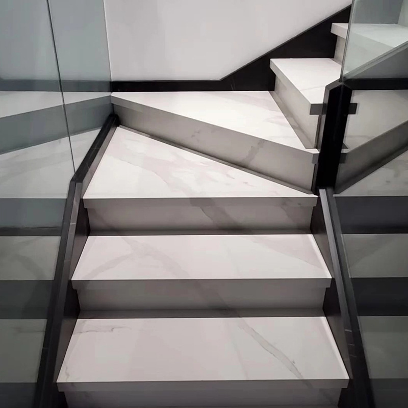 High End Artificial Sintered Stone Treads LED Steps Stair Sintered Stone Stairs