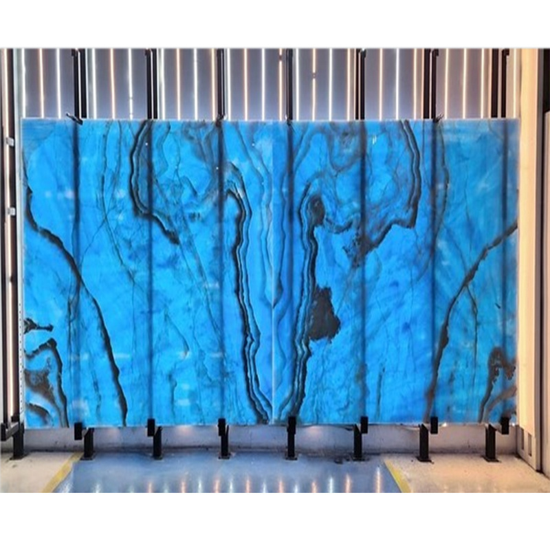 Wholesalers Luxury Translucent Marble Price Backlit Natural Stone Panel Blue Onyx Marble Slab for Countertop Home Decoration