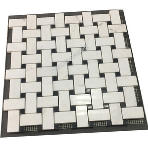 Hot Sale Natural Stone Swimming Pool Tiles Carrara Grid White Marble Mosaic Tile