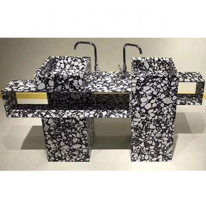 Molded sink washbasin black artificial granite marble table top terrazzo countertops