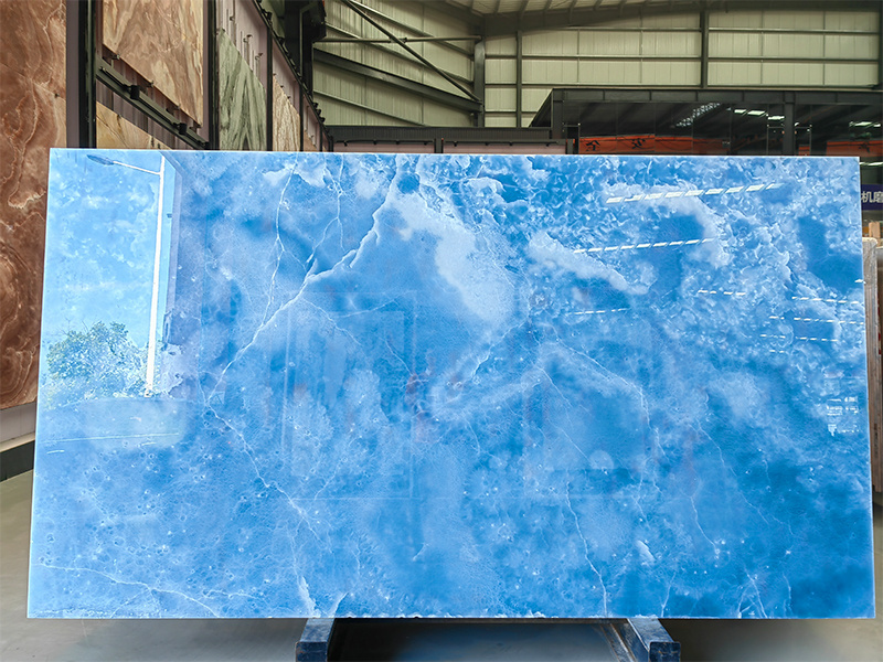 Wholesalers Luxury Translucent Marble Price Backlit Natural Stone Panel Blue Onyx Marble Slab for Countertop Home Decoration