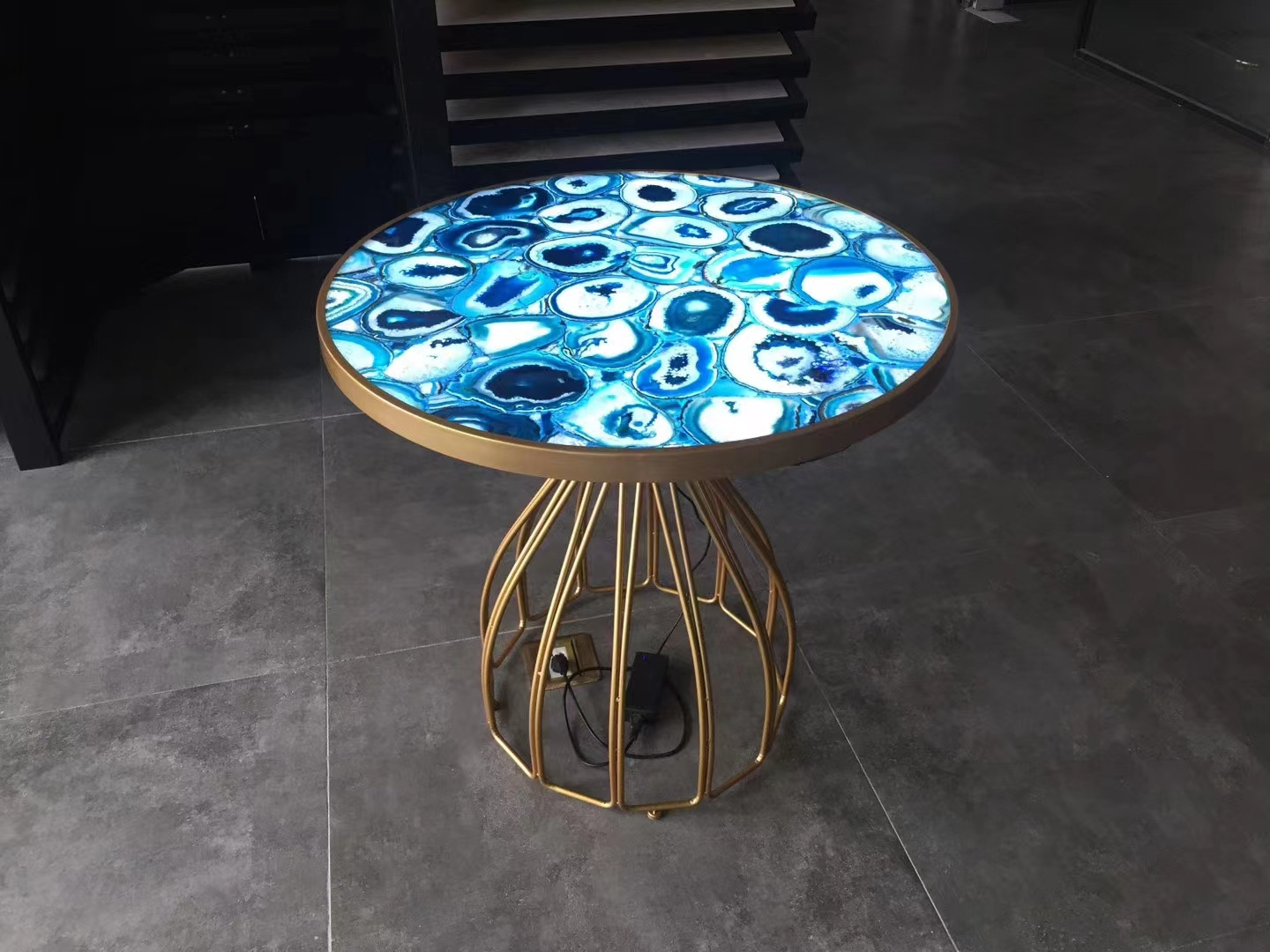 Modern Luxury Hotel Decor Polished Natural Agate Stone Marble Slab Translucent Onyx Stone Table Countertop