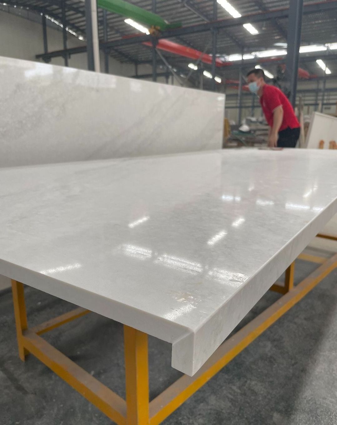 YD STONE Artificial White Calacatta Quartz Slab Kitchen Countertop White Quartz Kitchen Top