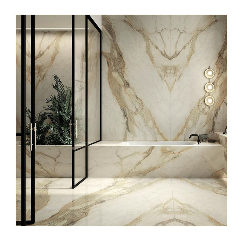 Hot Sale Polished White Calacatta Gold Marble Tile Modern Design Italy Vagli Stone Slab for Dining Table