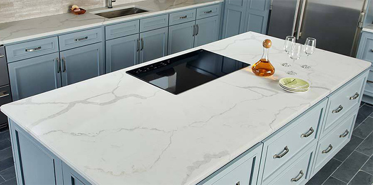 Artificial calacatta marble kitchen tile slab countertop for kitchen vanity