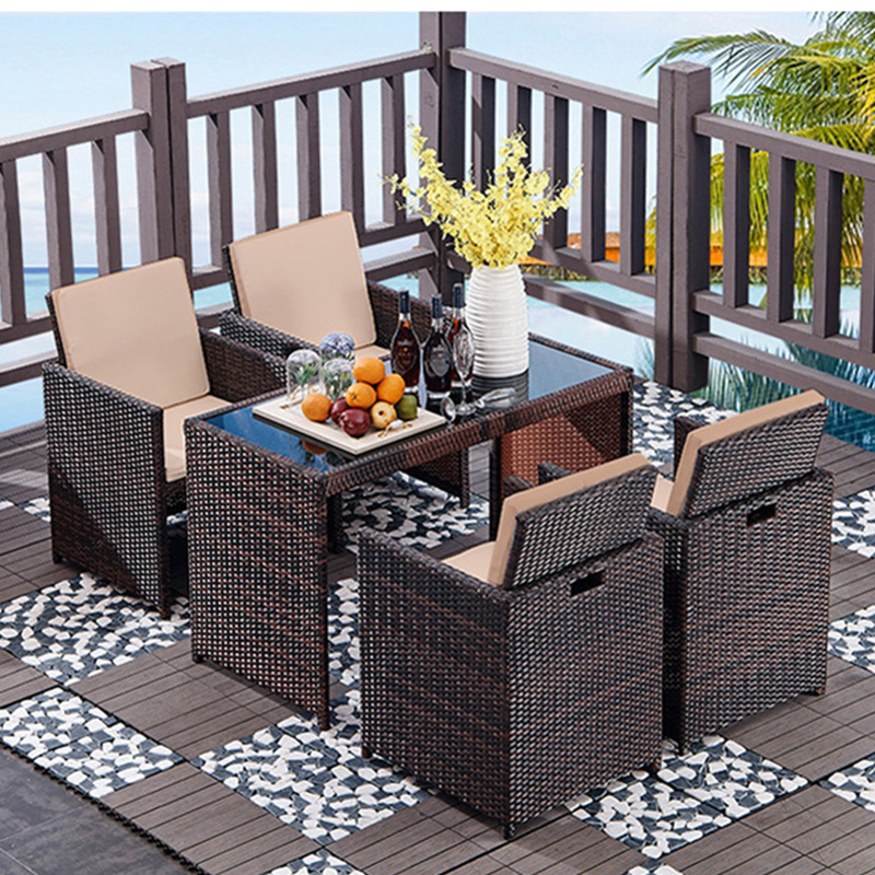 Modern Outdoor Furniture Garden Black Brown Rattan Patio Sofa Set Garden Sofa Set