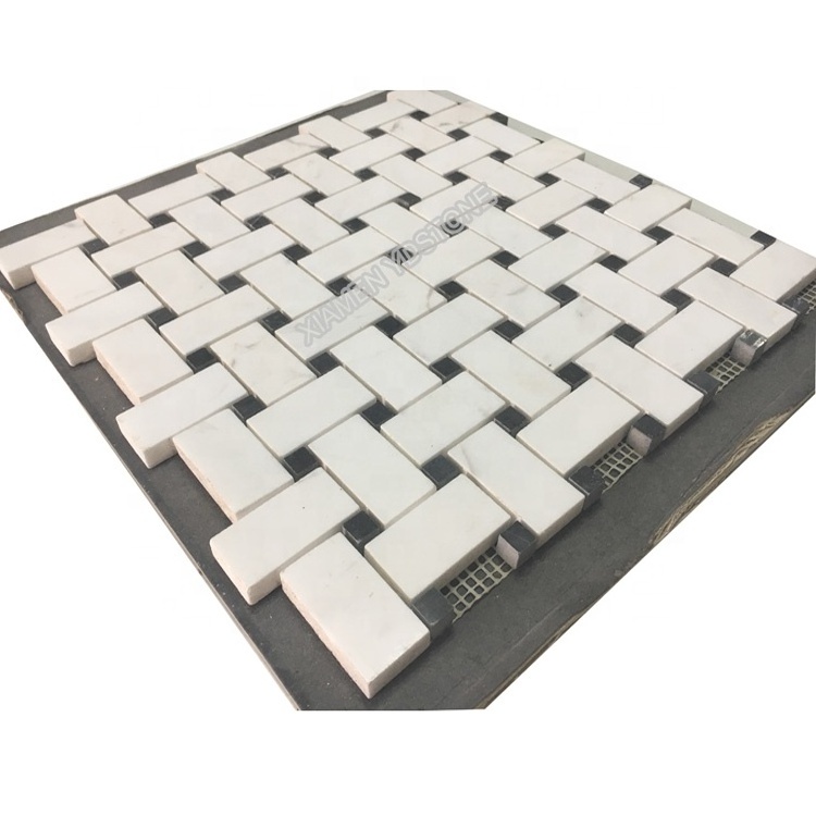 Hot Sale Natural Stone Swimming Pool Tiles Carrara Grid White Marble Mosaic Tile