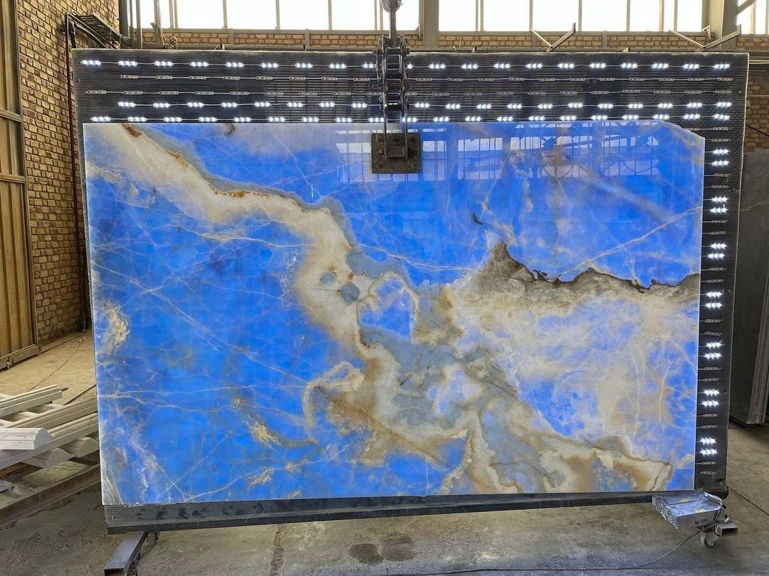 Wholesalers Luxury Translucent Marble Price Backlit Natural Stone Panel Blue Onyx Marble Slab for Countertop Home Decoration