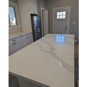 YD STONE Artificial White Calacatta Quartz Slab Kitchen Countertop White Quartz Kitchen Top