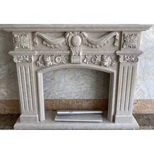 Luxury Stone Indoor Hand Carved White Marble Surround Marble Fireplace Mantle