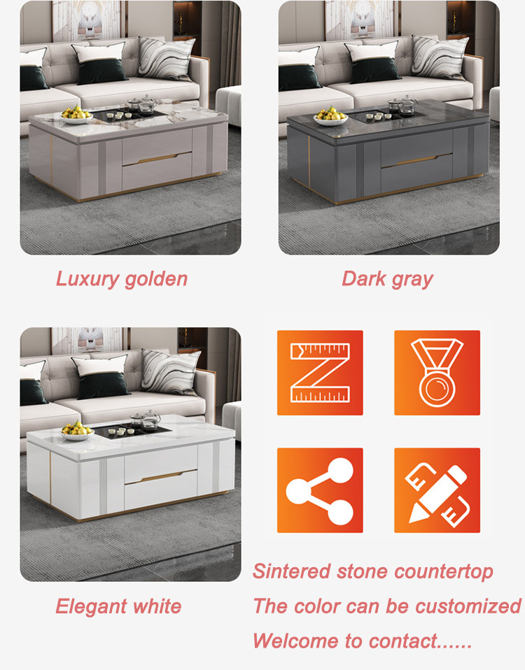 Multifunctional Tv Stand And Coffee Table Set Smart Sintered Stone Lift Top Coffee Table